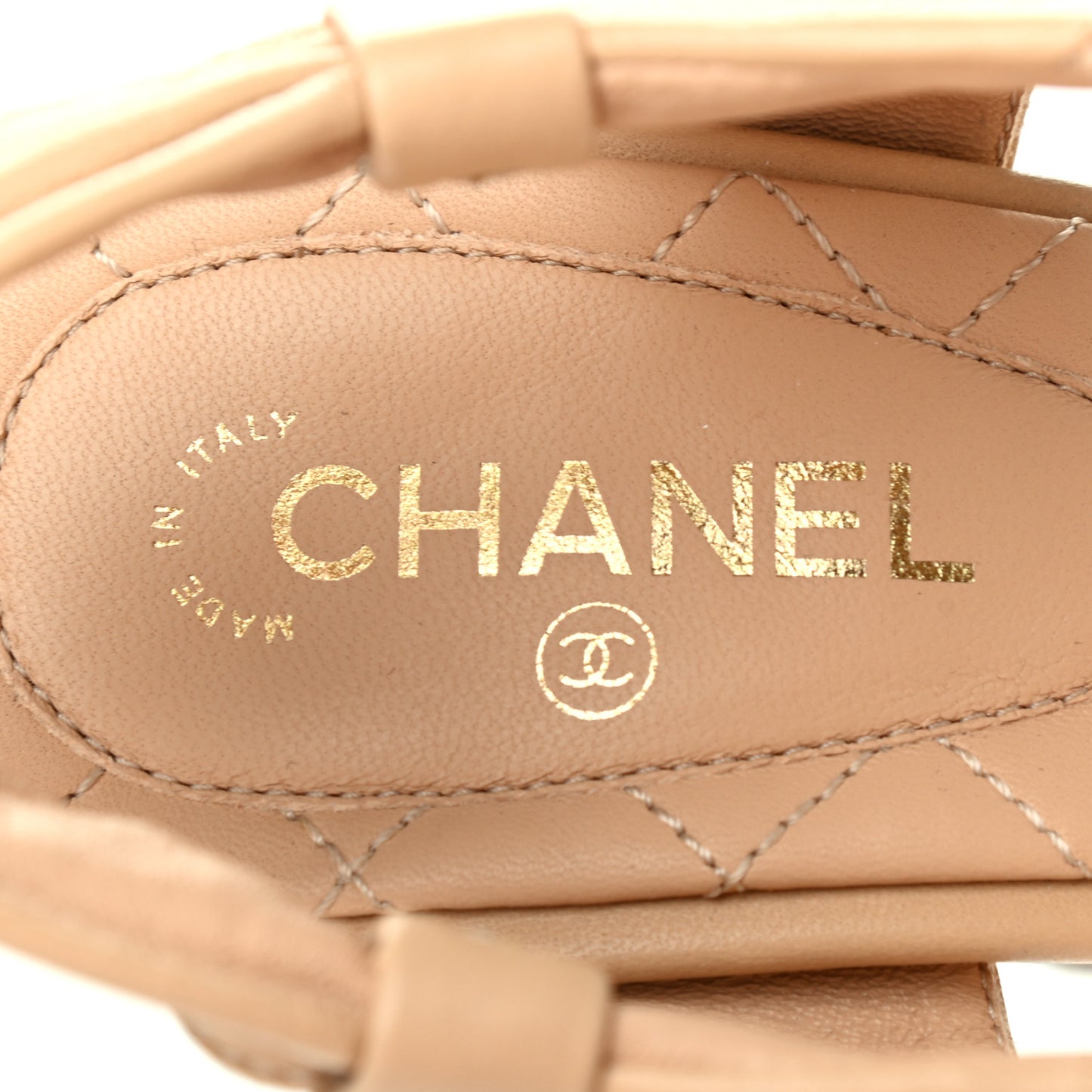 Lambskin Pearl CC Bow Sandals 36 Beige