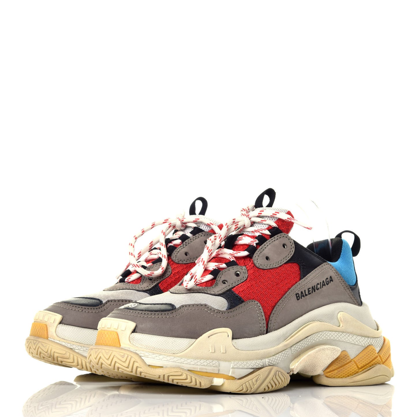 Mesh Nubuck Mens Triple S Sneakers 39 Bleu Gris Rouge
