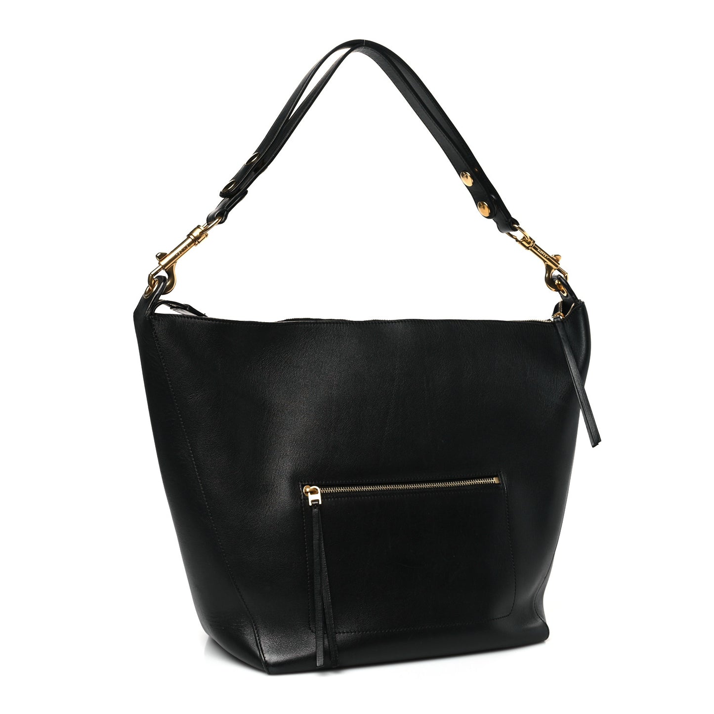 Natural Calfskin Medium Zipped Hobo Black