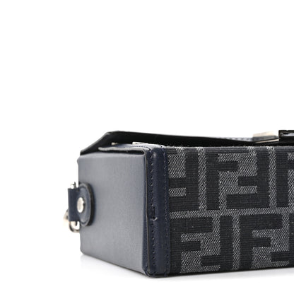 Fendi Recycled Fabric Jacquard Vitello King FF 1974 Baguette Soft Trunk  Blue 9 of 10