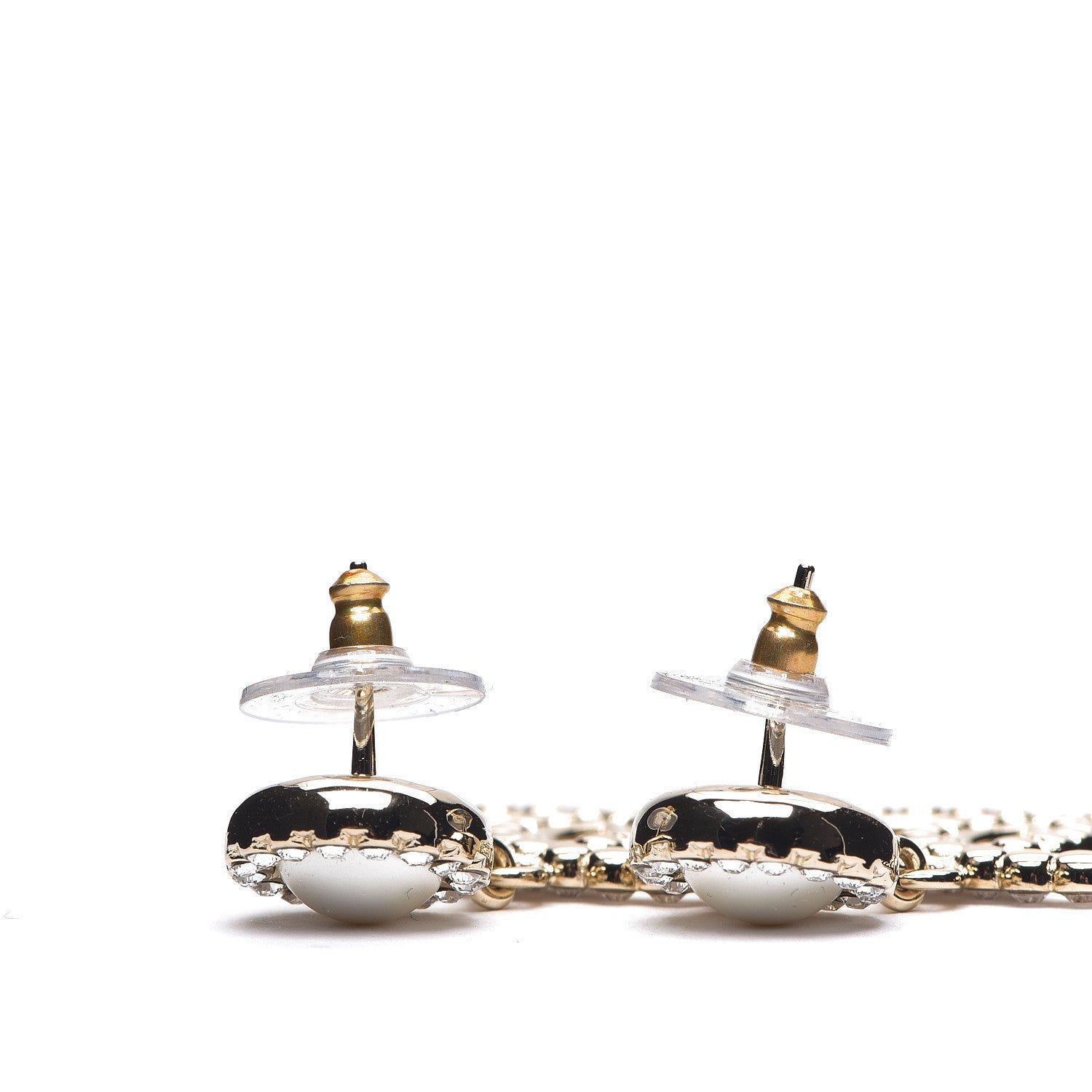 Chanel Crystal Pearl Bow-tiful CC Drop Earrings Gold 2 of 4