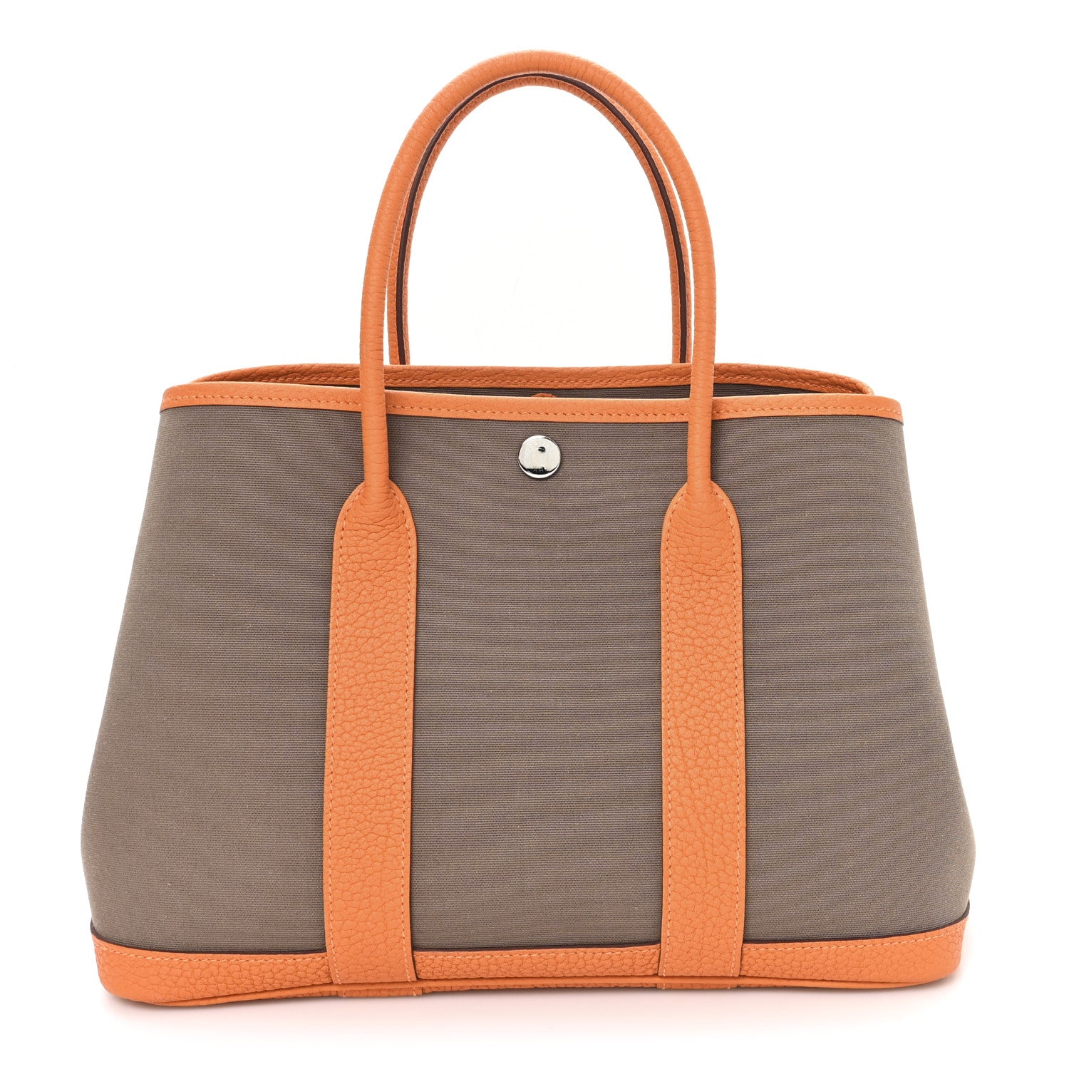 Hermes Toile Officier Negonda Garden Party Tote 30 Etoupe Orange 7 of 9