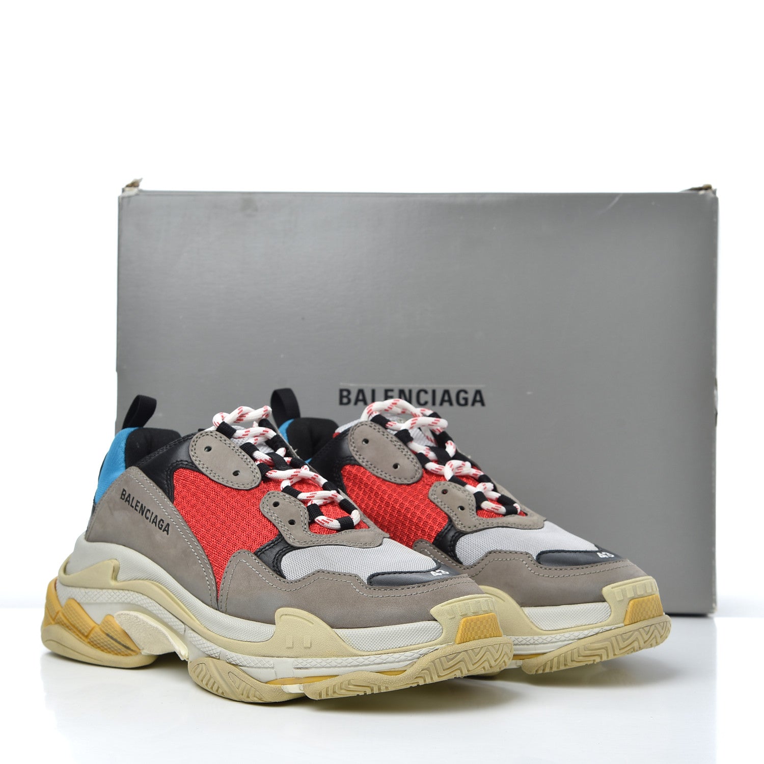 Balenciaga Mesh Nubuck Mens Triple S Sneakers 43 Bleu Gris Rouge 19 of 19