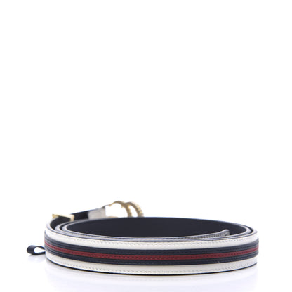 Gucci Calfskin 20mm Torchon Double G Sylvie Belt 95 38 Off White Blue Red 2 of 5