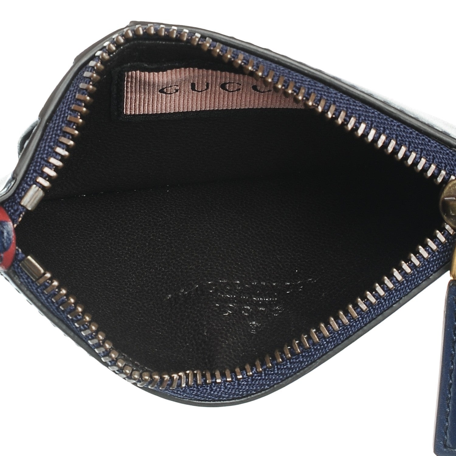 Gucci Calfskin GucciGhost Coin Case Card Holder Blue Agata Hibiscus Red 5 of 6