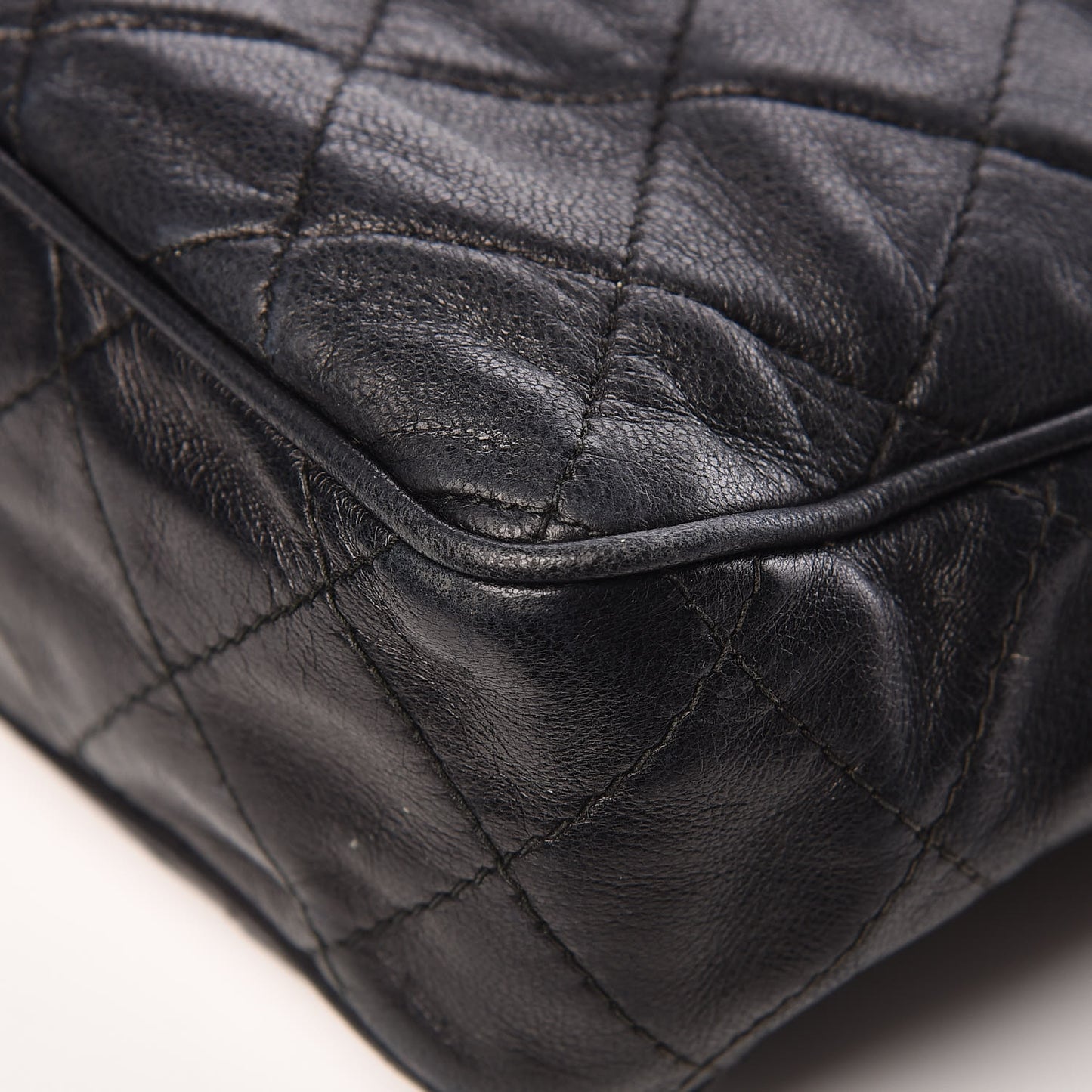 Lambskin Quilted Tassel Camera Case Pouch Black