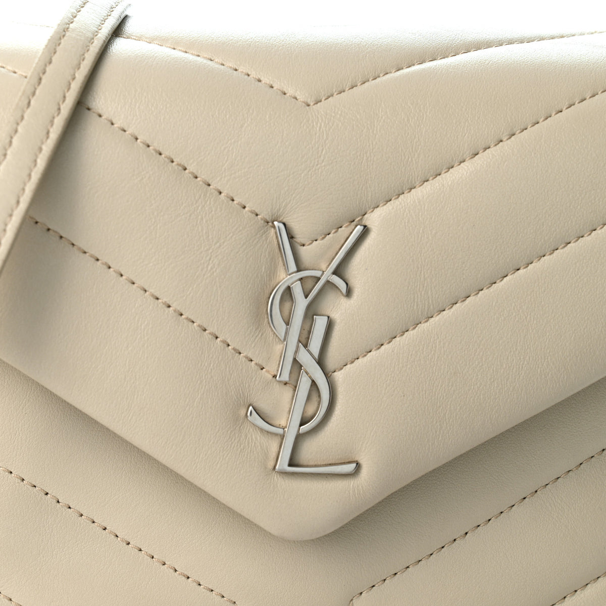 Saint Laurent Calfskin Y Quilted Monogram Toy Loulou Crossbody Bag Blanc Vintage 7 of 10