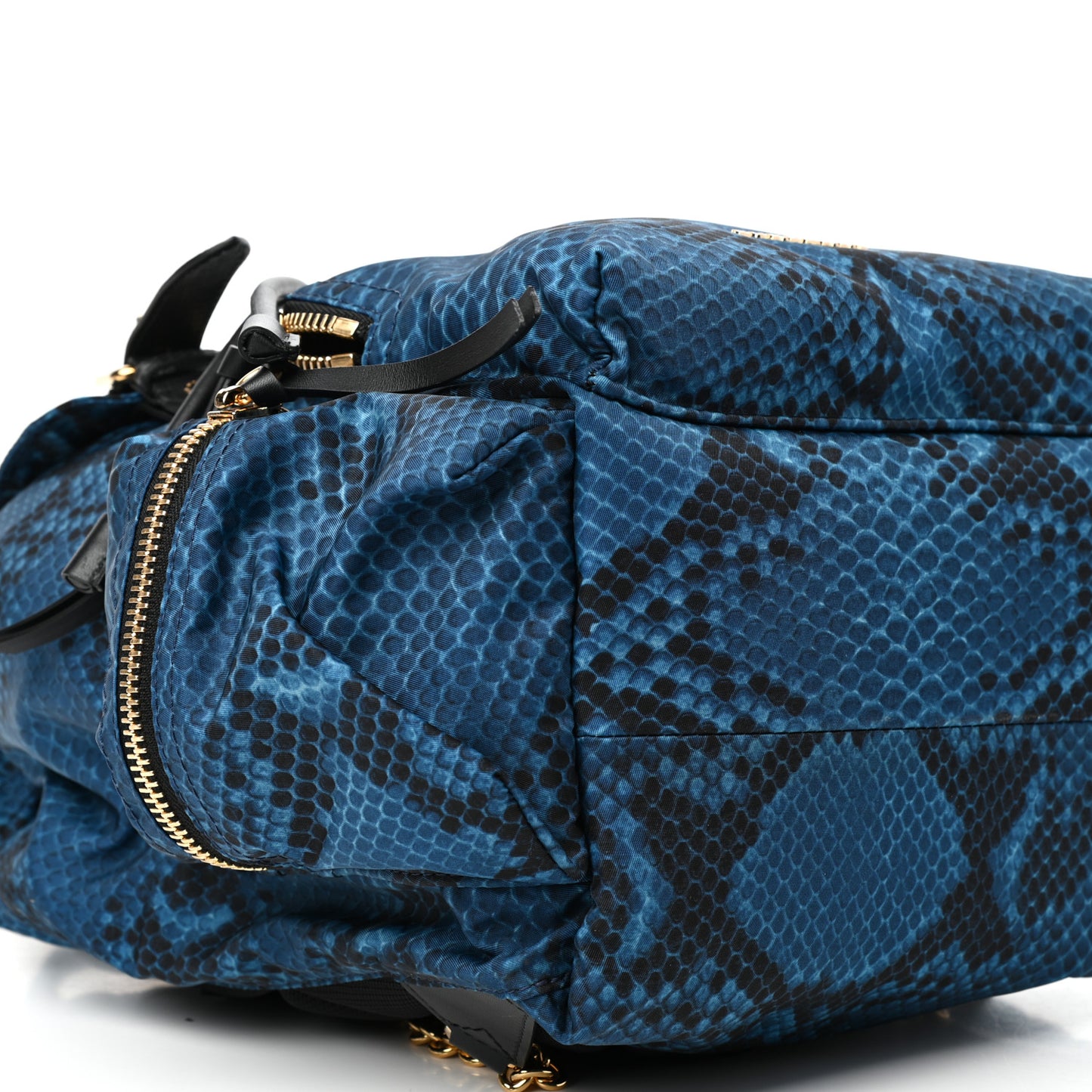 Nylon Python Print Medium Rucksack Backpack Blue