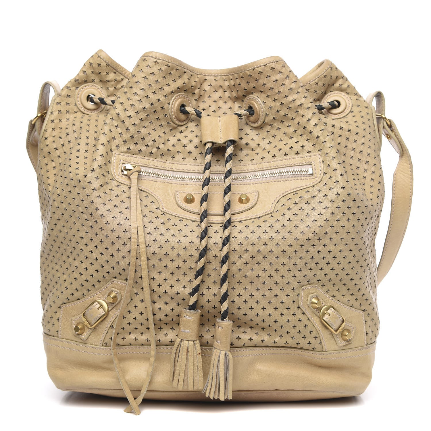 Balenciaga Agneau Arena Laser Cut Cross Classic Gold Hardware Medium Pampille Praline 1 of 16