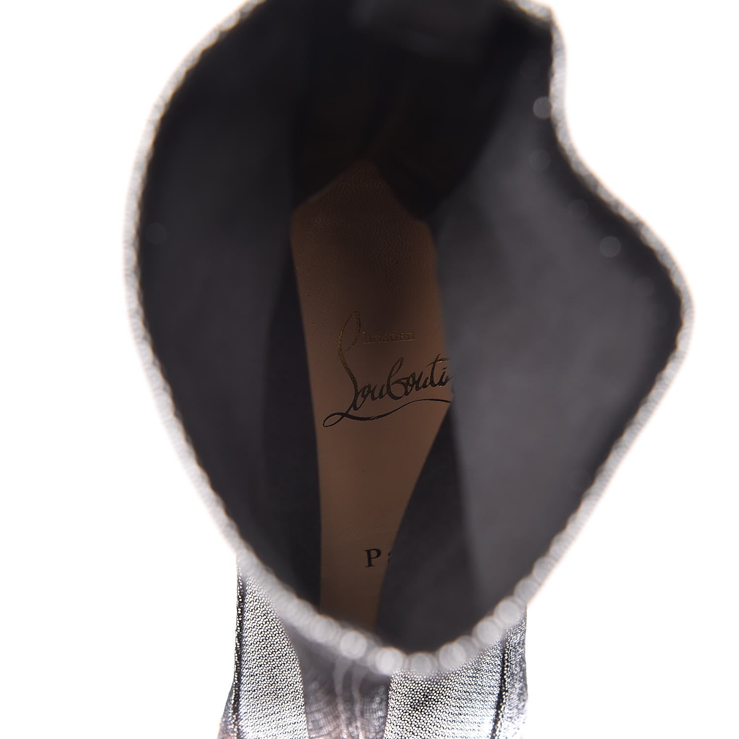 Christian Louboutin Veau Velours Stretch Gena 85 Booties 36 Silver 7 of 7