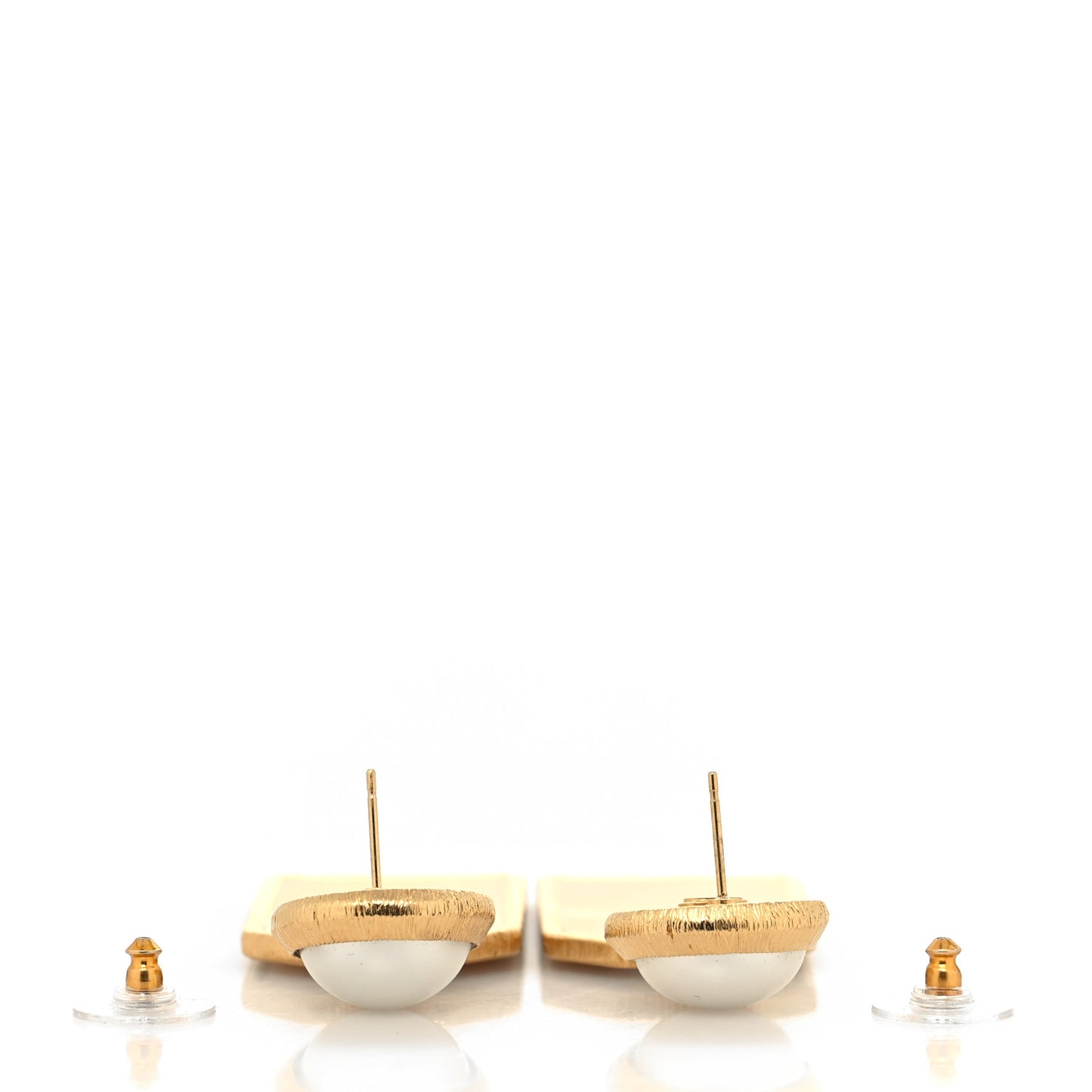 Pearl CC Tags Drop Earrings Gold