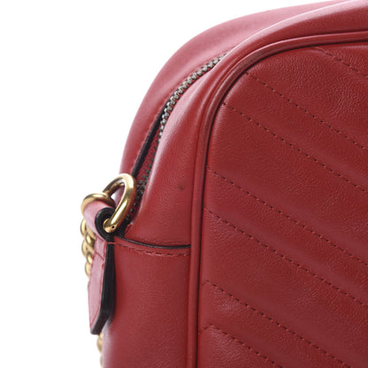 Gucci Calfskin Matelasse Medium GG Marmont Chain Shoulder Bag Hibiscus Red 15 of 19
