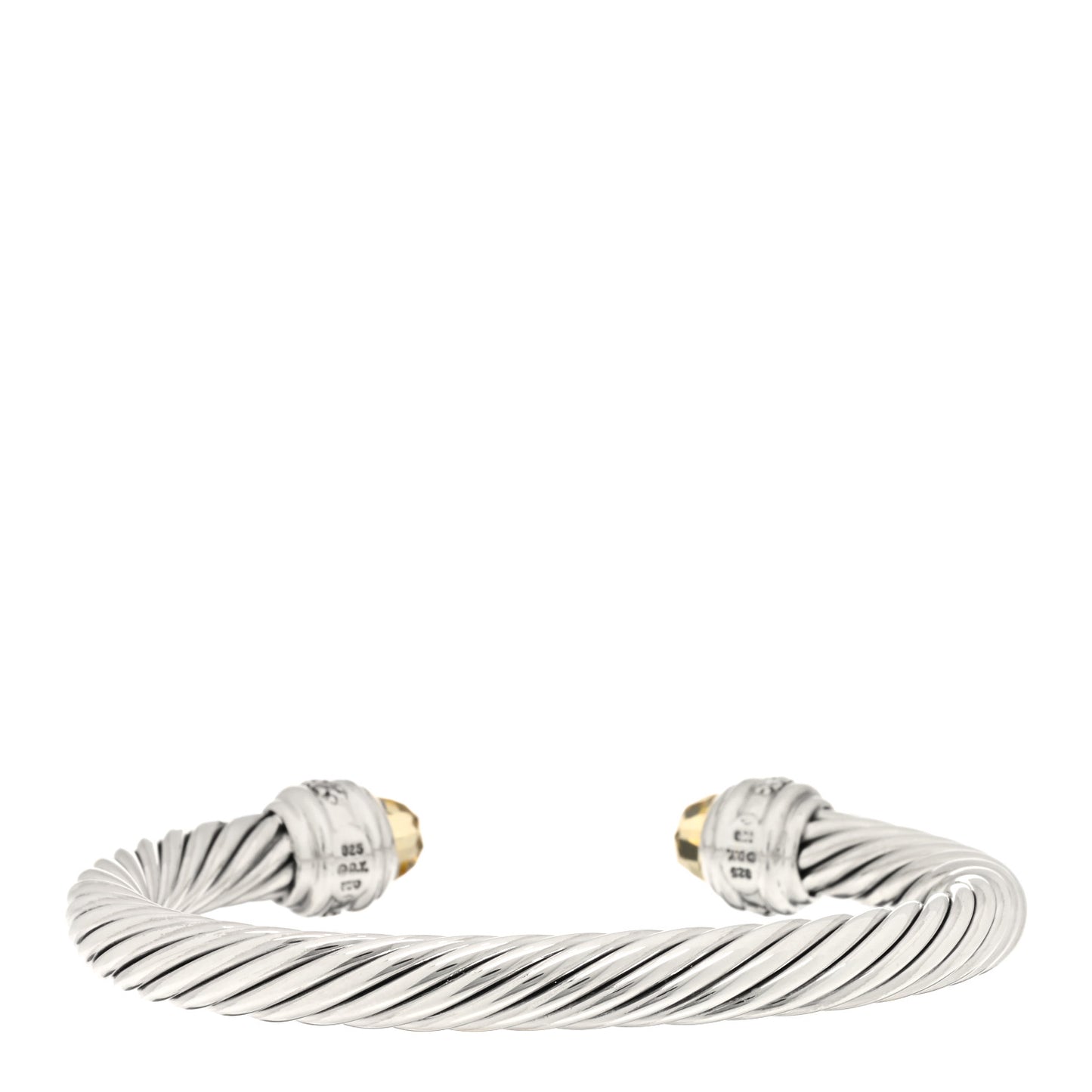 Sterling Silver Diamond Lemon Citrine 7mm Cable Classics Bracelet