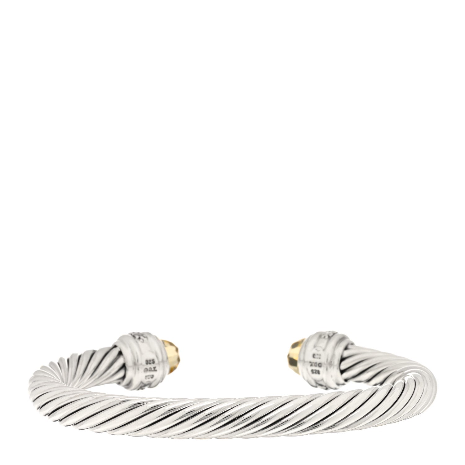 David Yurman Sterling Silver Diamond Lemon Citrine 7mm Cable Classics Bracelet 2 of 3