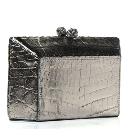 Nancy Gonzalez Metallic Crocodile Box Clutch Silver 2 of 6