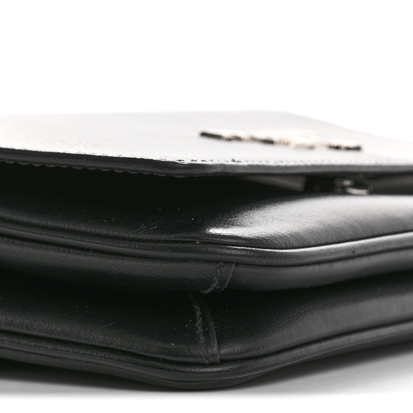 Saffiano Soft Calfskin Chain Crossbody Bag Black