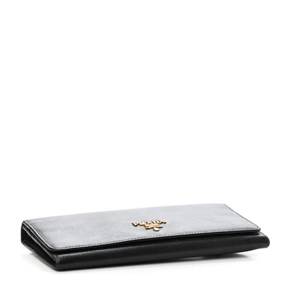 Prada Saffiano Metal Continental Flap Wallet Black 3 of 4