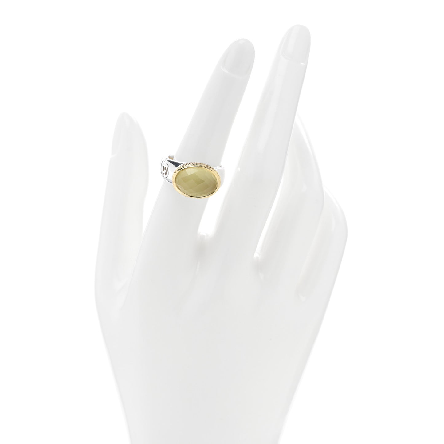 Sterling Silver 18K Yellow Gold Citrine Domed Ring 54 6.75
