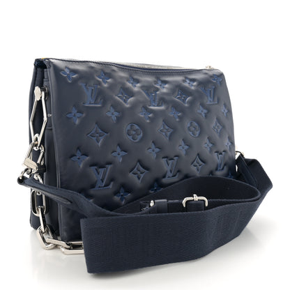 Louis Vuitton Lambskin Embossed Monogram Coussin PM Navy 3 of 9