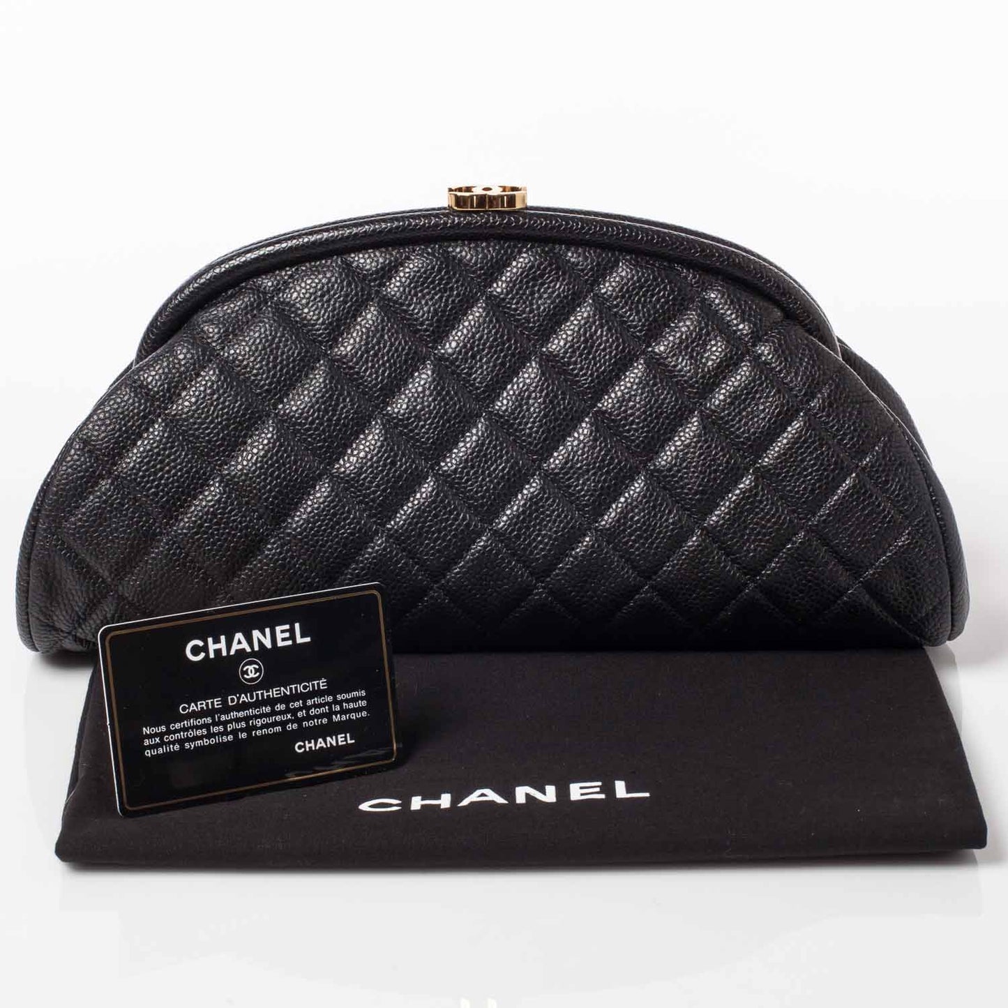 Caviar Quilted Timeless Clutch Black