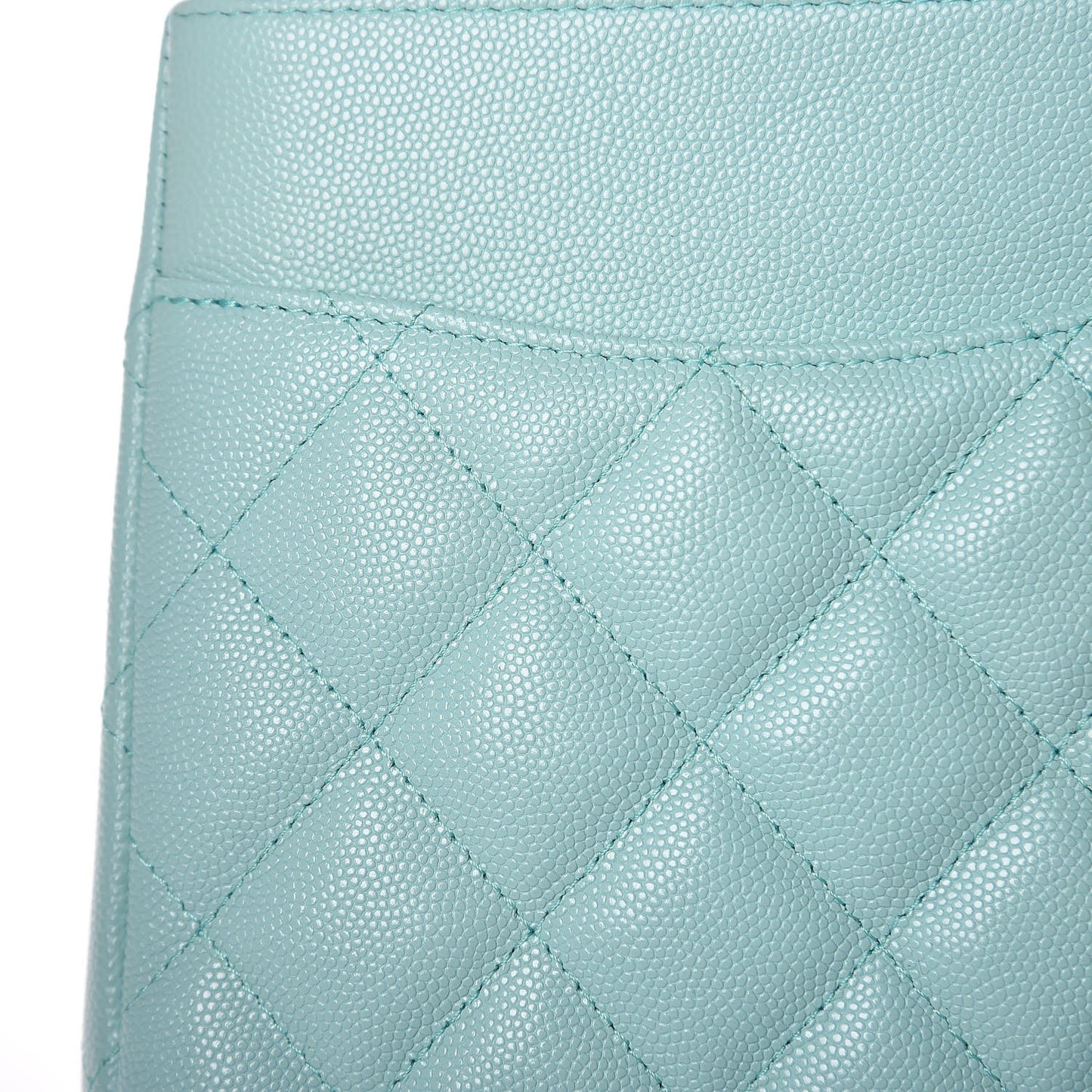 Caviar Quilted Jumbo Double Flap Light Blue