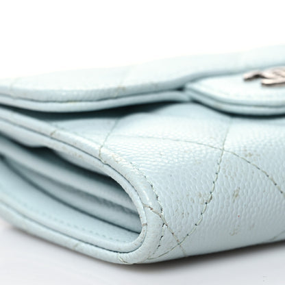 Chanel Caviar Quilted Flap Card Holder Wallet Light Blue 10 of 14
