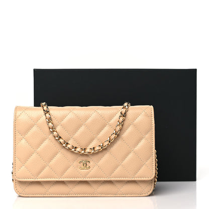 Chanel Caviar Quilted Wallet on Chain WOC Beige 12 of 12