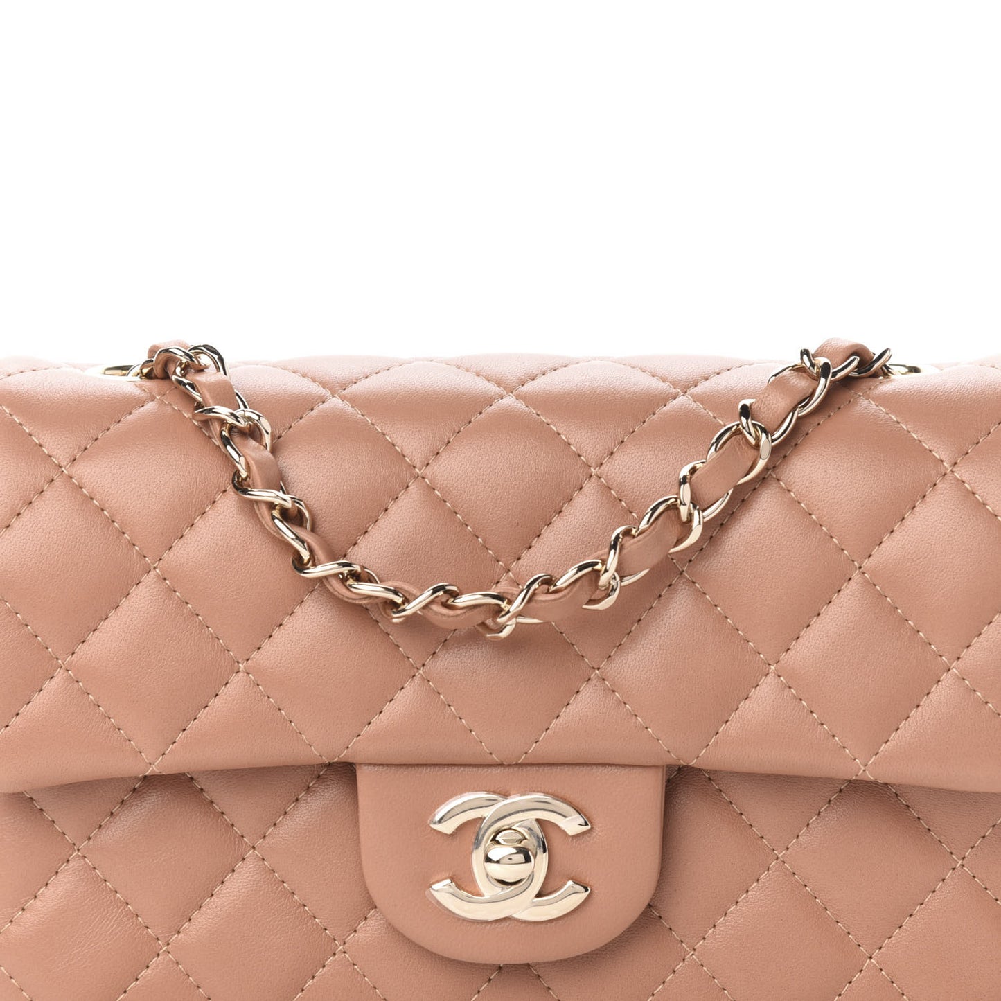 Lambskin Quilted Mini Rectangular Flap Brown