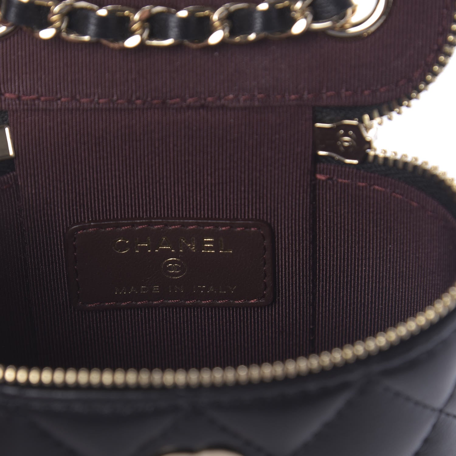 Chanel Lambskin Quilted Small Vertical Coco Beauty Vanity Case With Chain Black 6 of 9