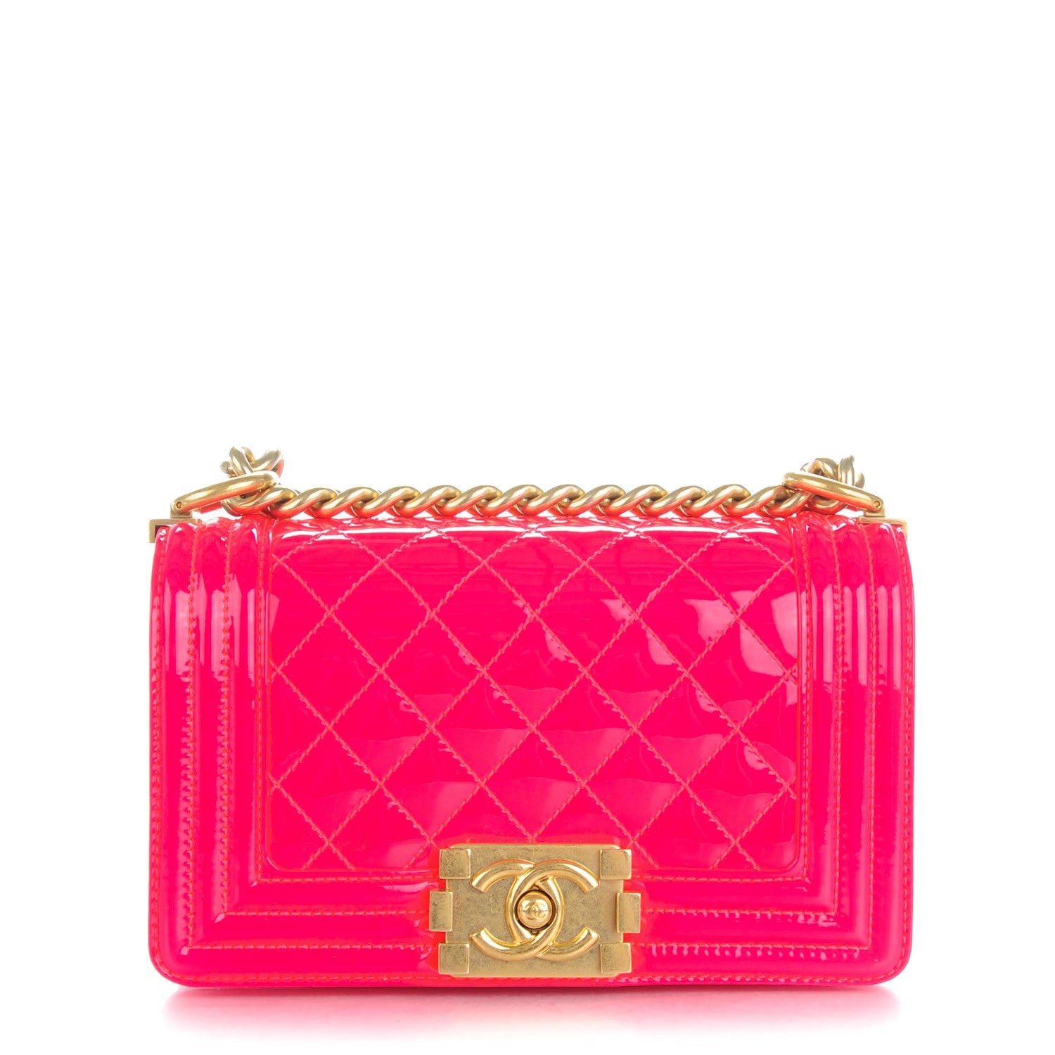 Chanel Patent Calfskin Quilted Small Boy Flap Pink 1 of 8