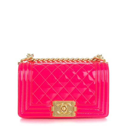 Chanel Patent Calfskin Quilted Small Boy Flap Pink 1 of 8