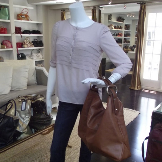 Leather Large Horsebit Chain Hobo Camel
