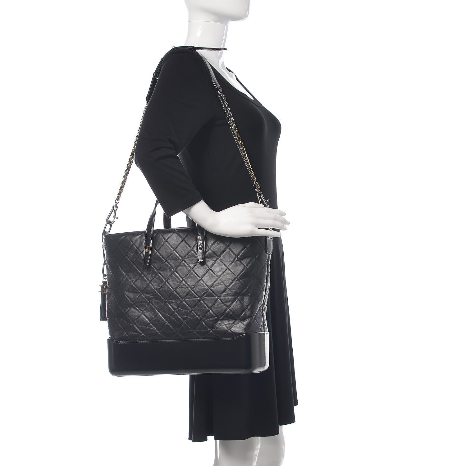 Chanel Calfskin Quilted Large Gabrielle Shopping Tote Black 2 of 10