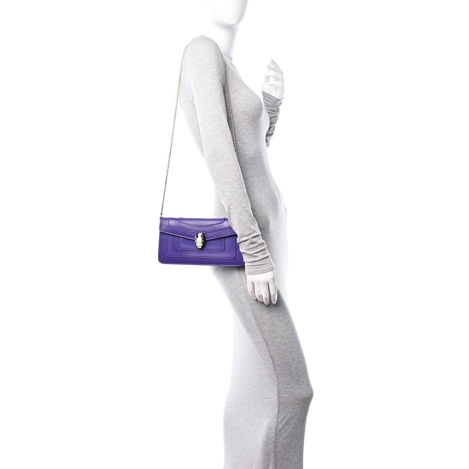 Bulgari Calfskin Serpenti Forever Shoulder Bag Purple 2 of 13