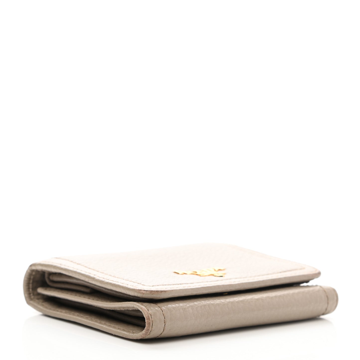 Vitello Daino Metal Tri-Fold Wallet Visone