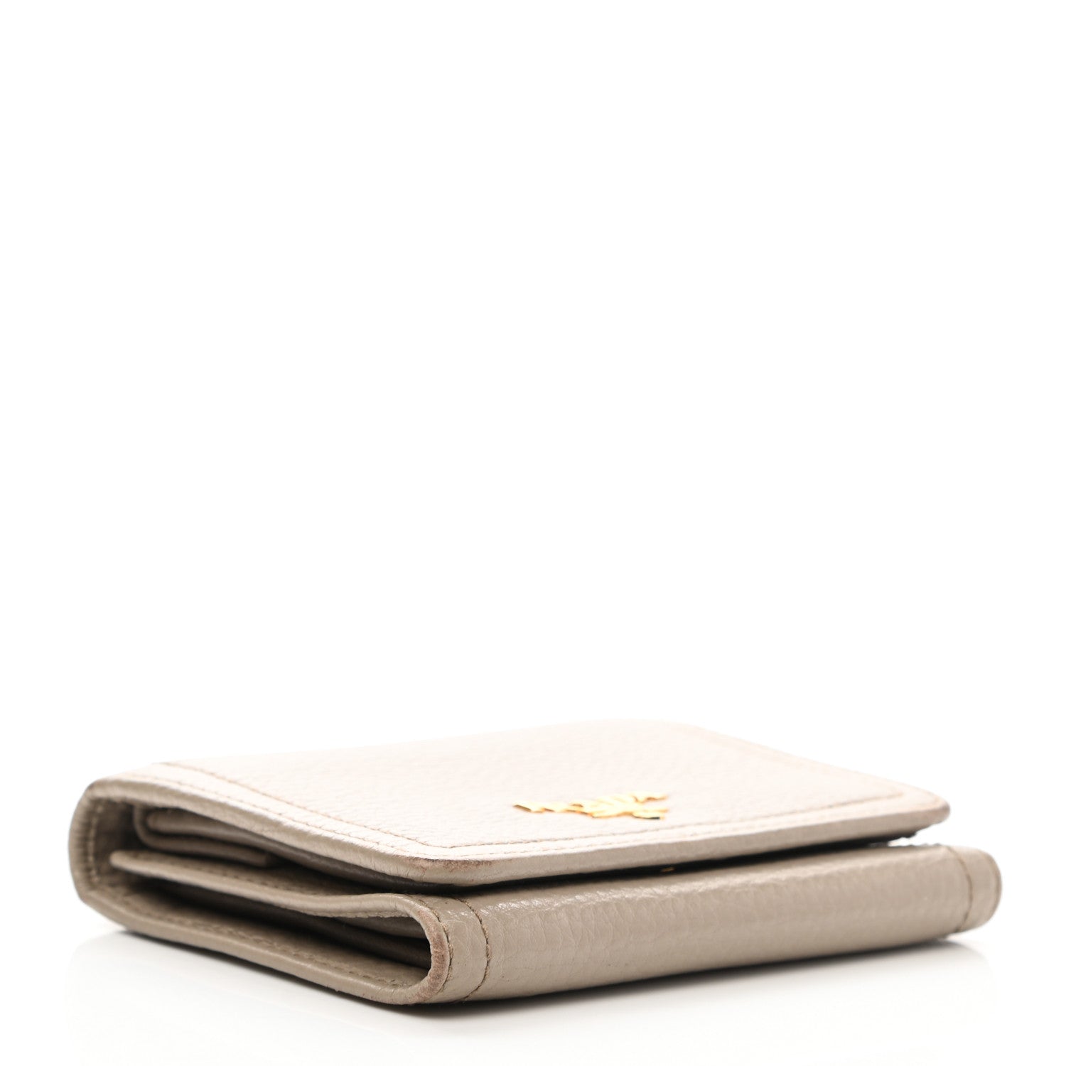 Prada Vitello Daino Metal Tri-Fold Wallet Visone 4 of 7