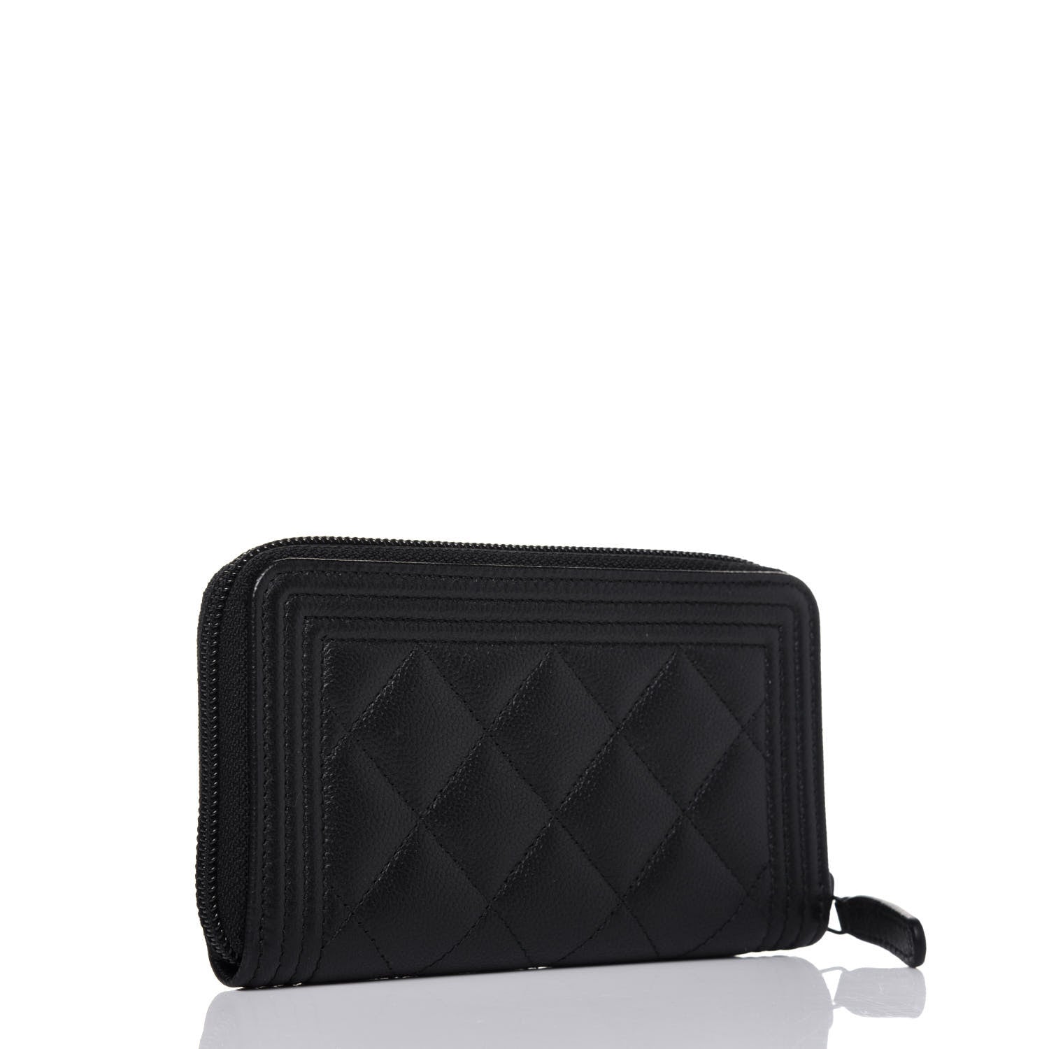 Chanel Caviar Quilted Small Boy Zip Around Wallet So Black 3 of 12