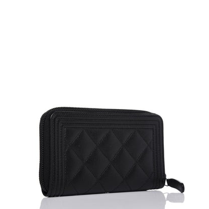 Chanel Caviar Quilted Small Boy Zip Around Wallet So Black 3 of 12