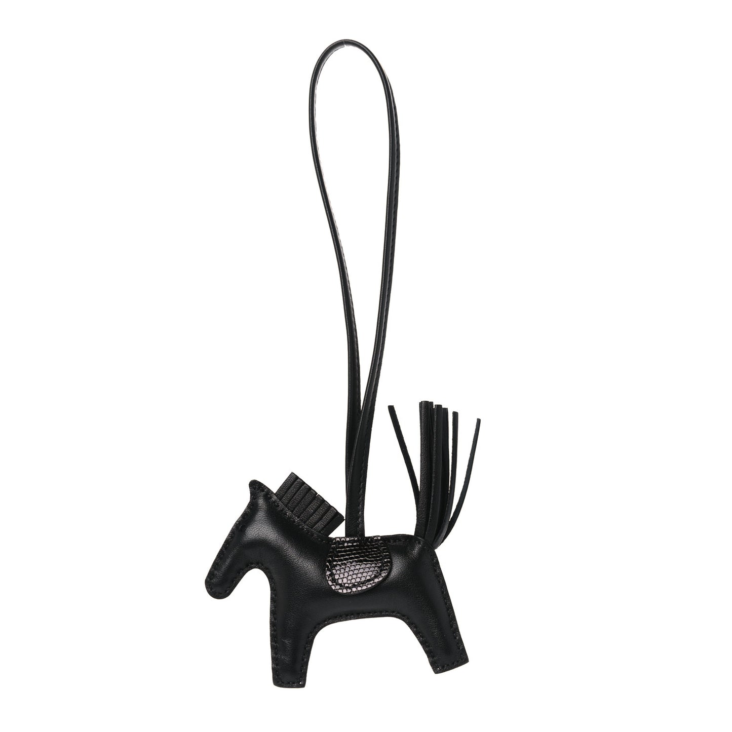 Milo Lambskin Lizard Touch Grigri Rodeo Horse Bag Charm PM So Black