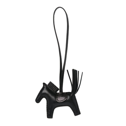 Hermes Milo Lambskin Lizard Touch Grigri Rodeo Horse Bag Charm PM So Black 1 of 4