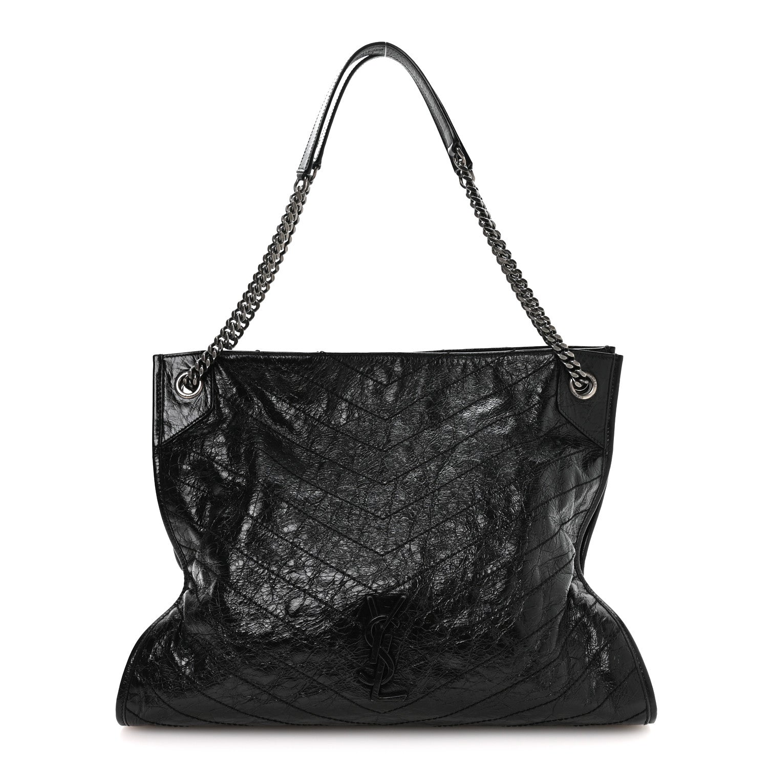 Saint Laurent Crinkled Calfskin Matelasse Monogram Medium Niki Shopper Tote Black 1 of 10