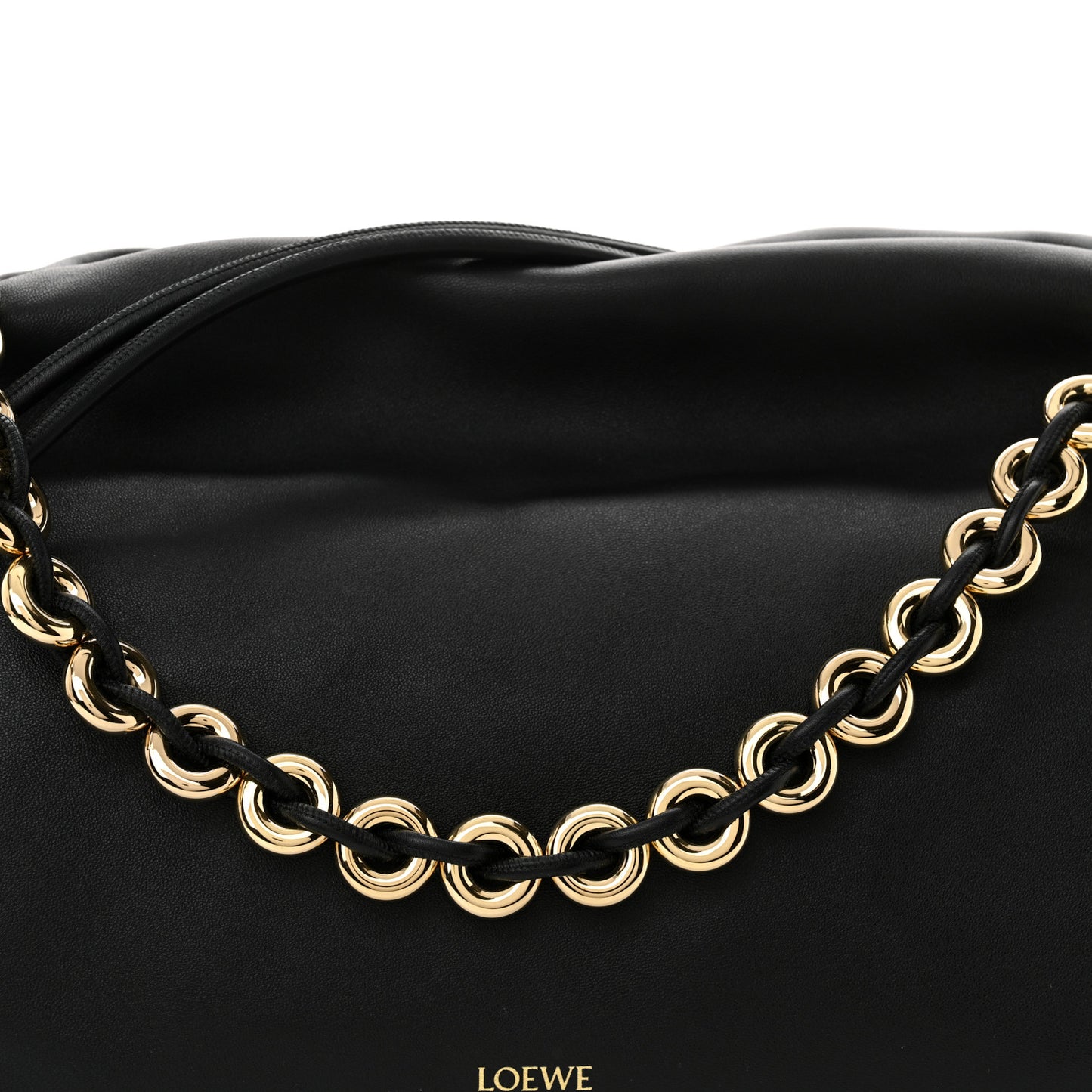 Mellow Nappa Donut Chain Large Flamenco Knot Clutch Black