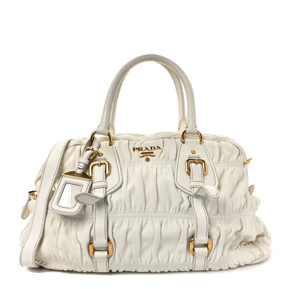 Prada Nappa Gaufre Buckle Bowler Bianco 1 of 11