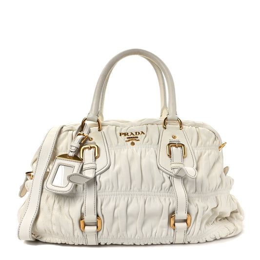 Nappa Gaufre Buckle Bowler Bianco