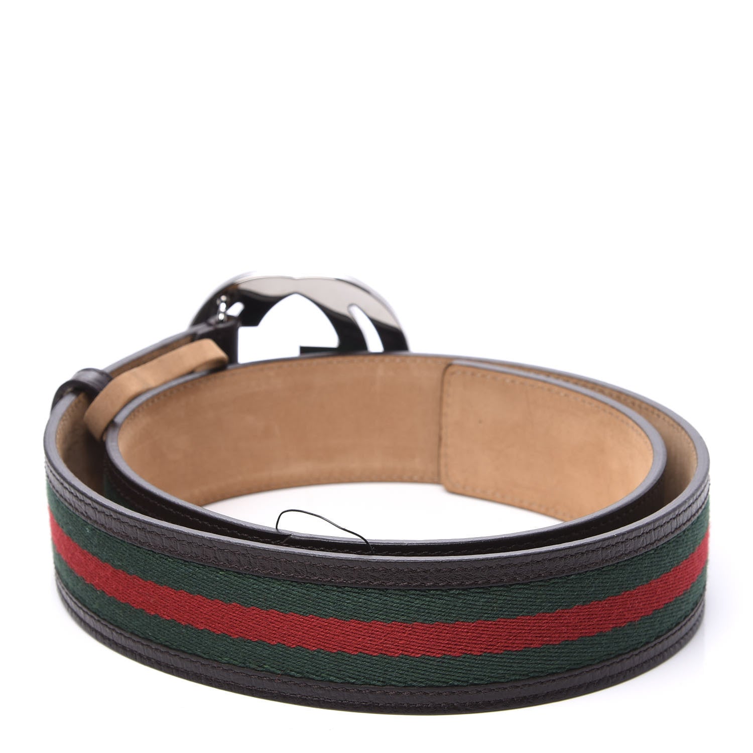 Gucci Calfskin Web Interlocking G Belt 80 32 Dark Brown 2 of 7