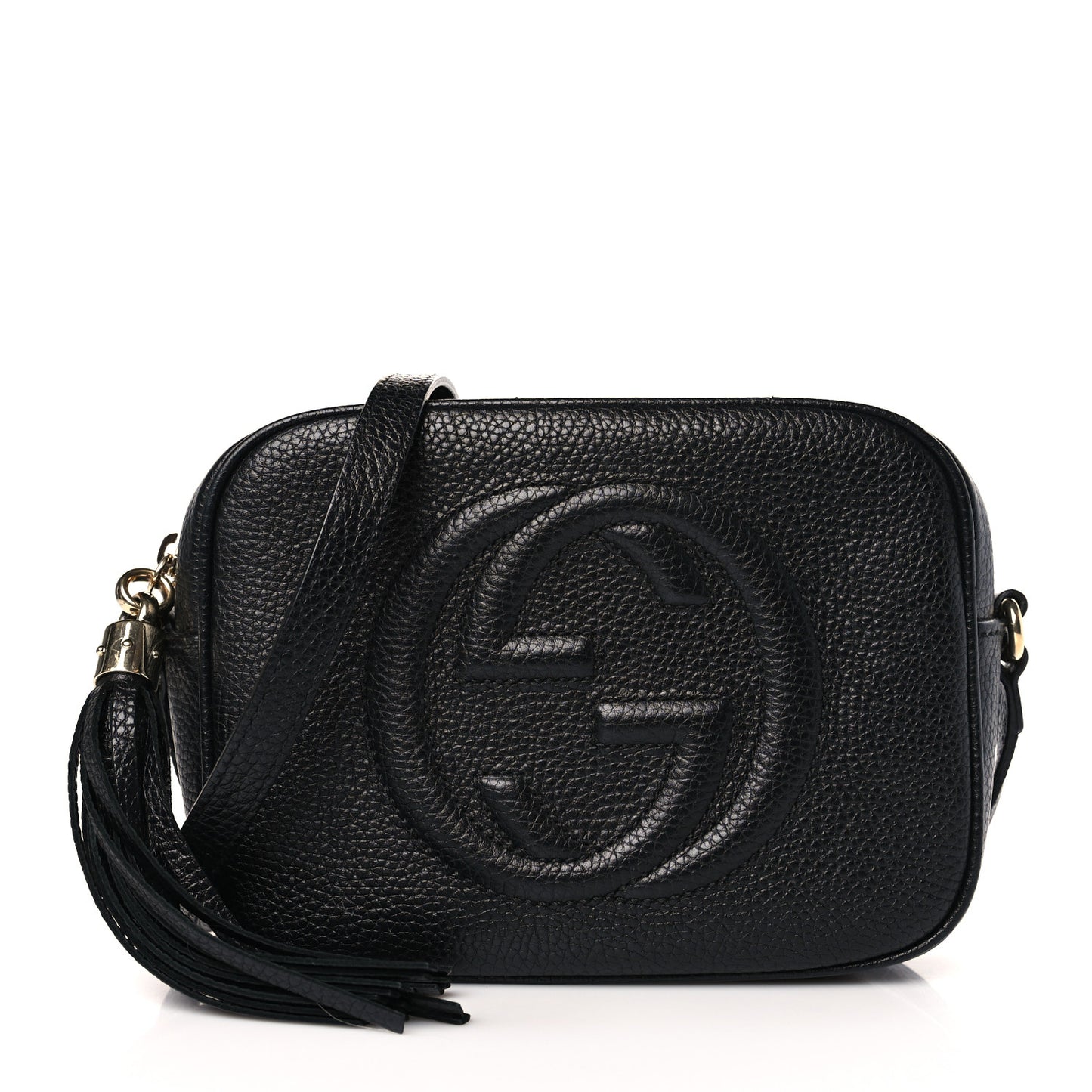 Pebbled Calfskin Small Soho Disco Bag Black