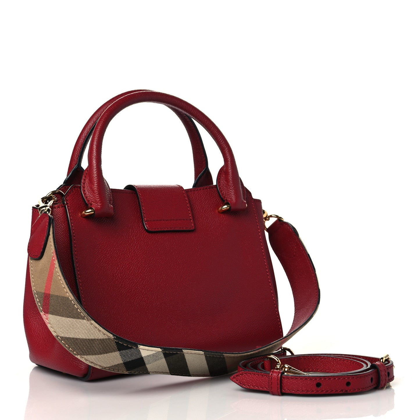 Soft Grain Calfskin Small Buckle Tote Parade Red