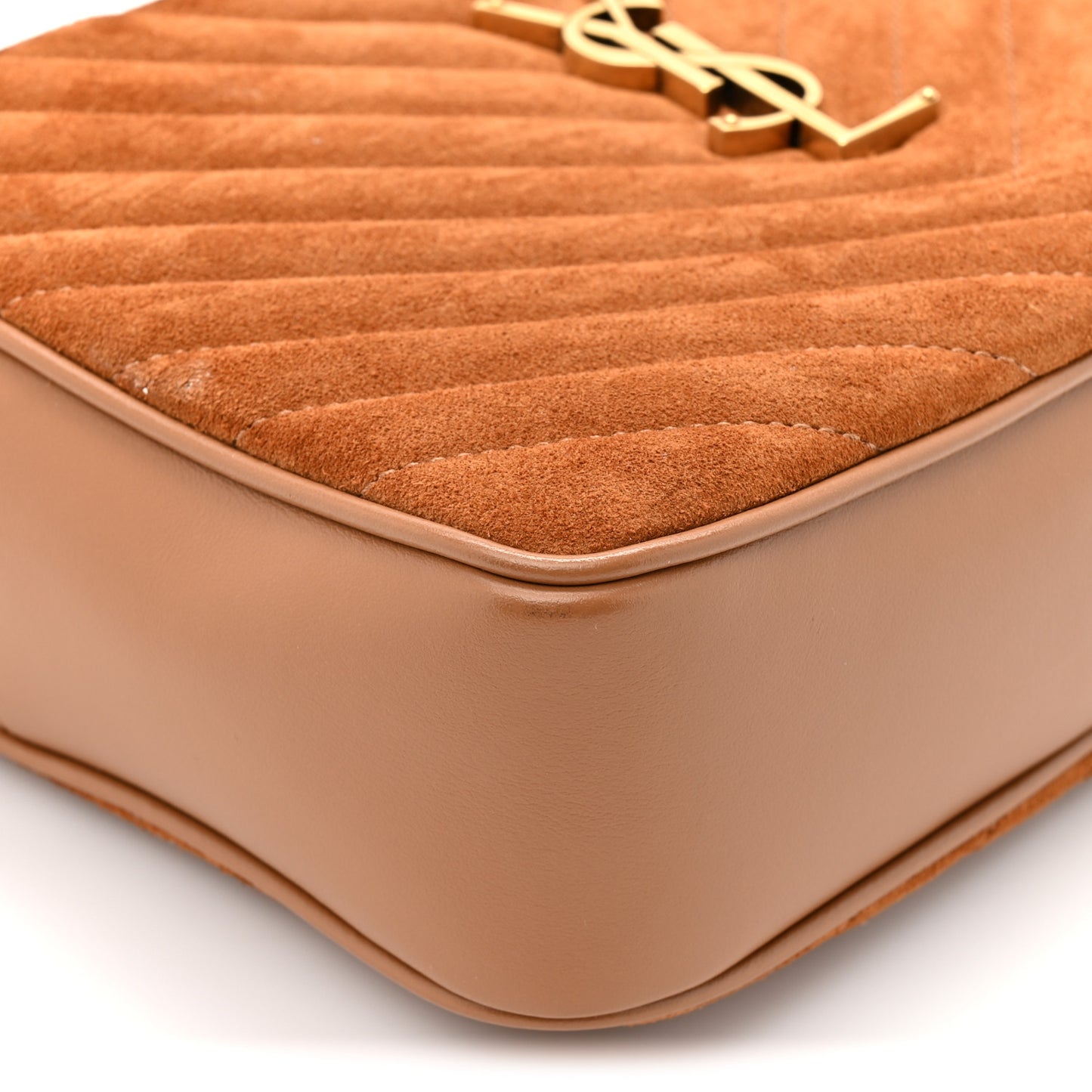 Suede Matelasse Monogram Lou Camera Bag Cinnamon