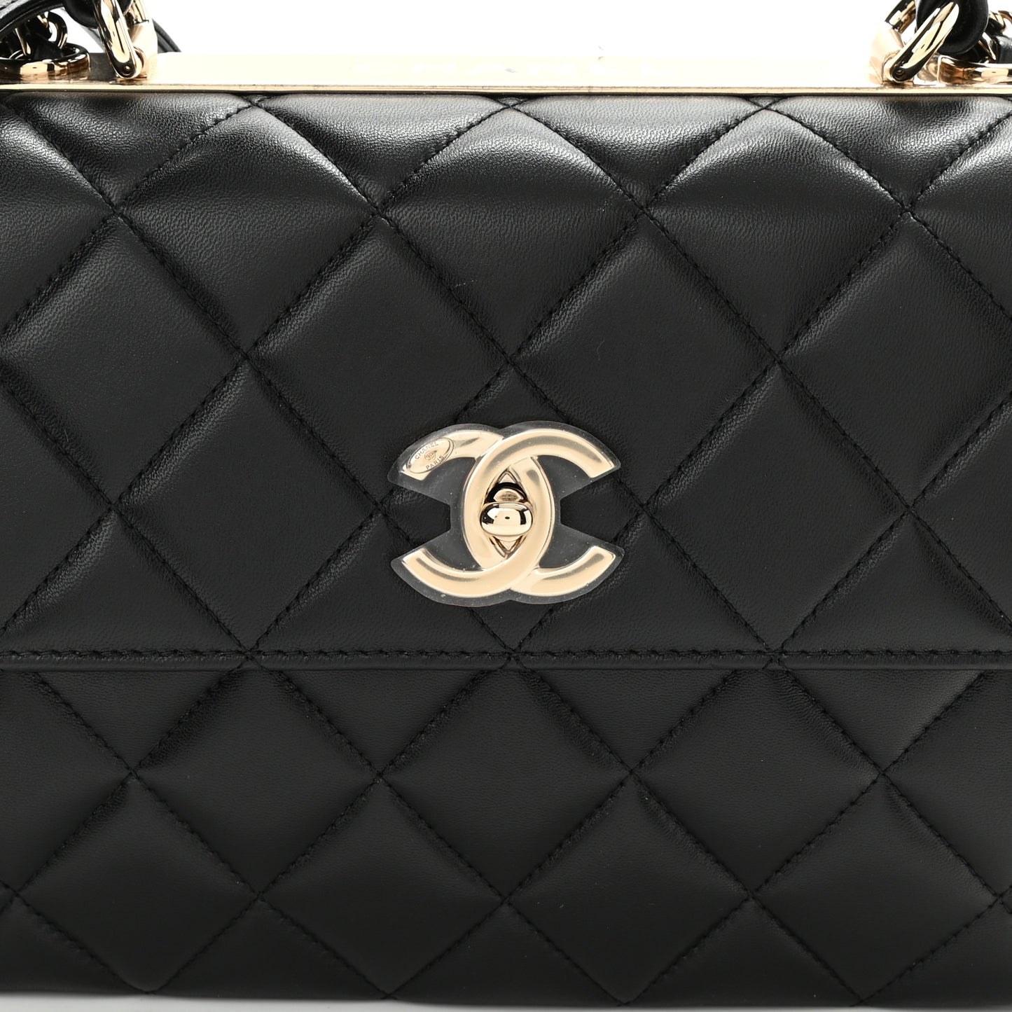 Lambskin Quilted Small Trendy CC Dual Handle Flap Bag Black