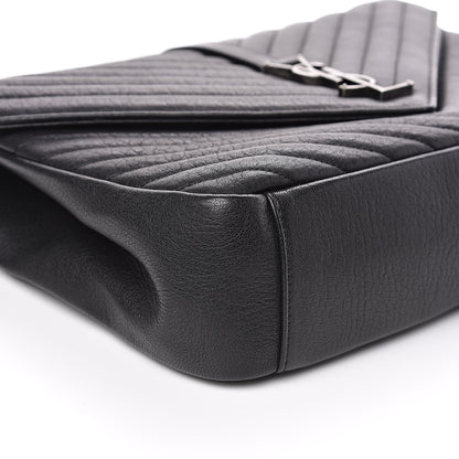Saint Laurent Sheepskin Matelasse Chevron Monogram Large College Satchel Black 8 of 12